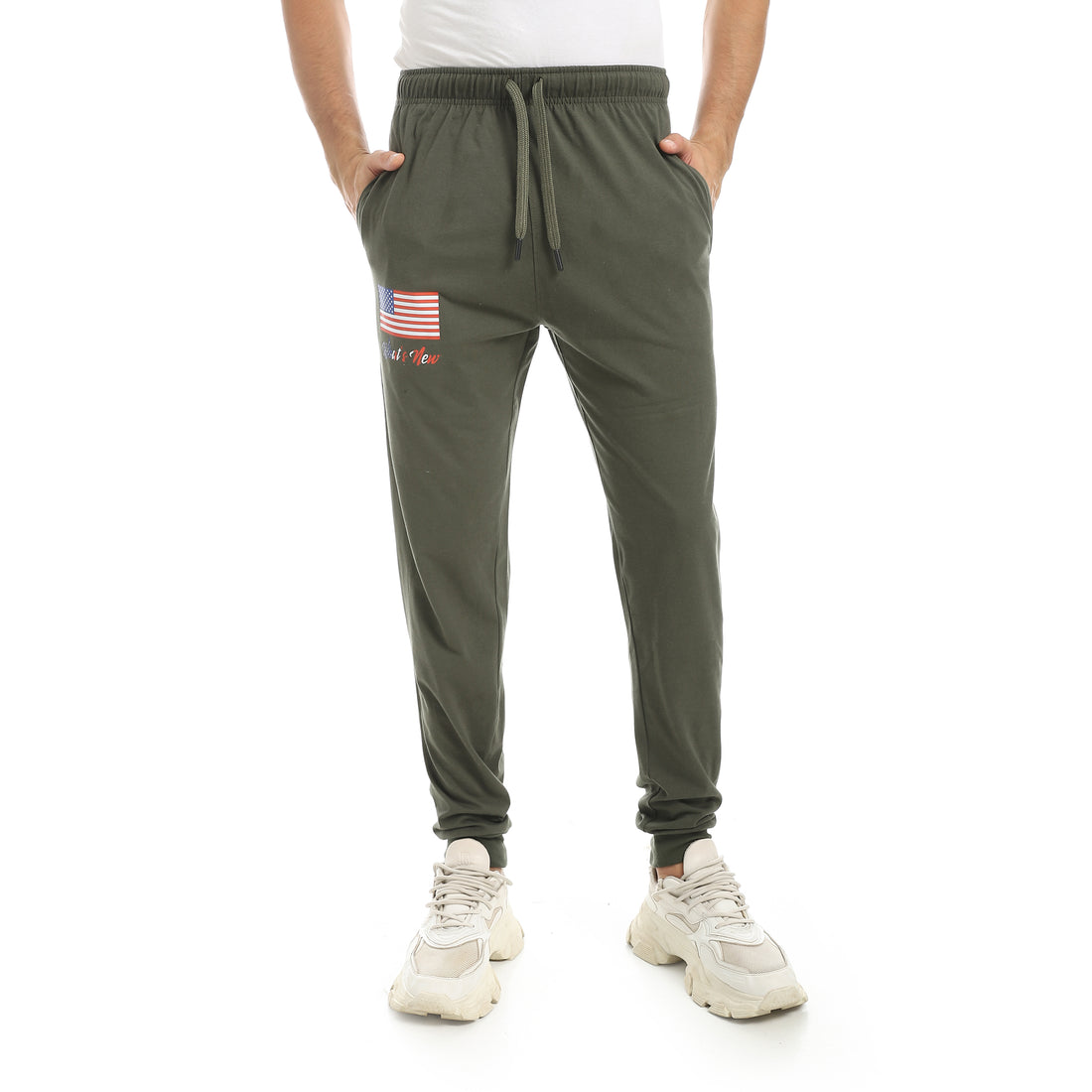 men’s jogger sweatpants usa flag print front view