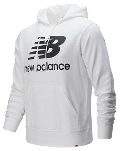 New Balance men white stacked logo pullover hoodie