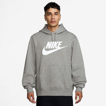 Nike men grey swoosh logo pullover hoodie